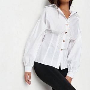 Missguided White poplin corset shirt